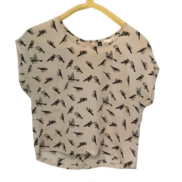 Blouse with Birds and Buttons on Back, Size Small - Picture 1 of 6